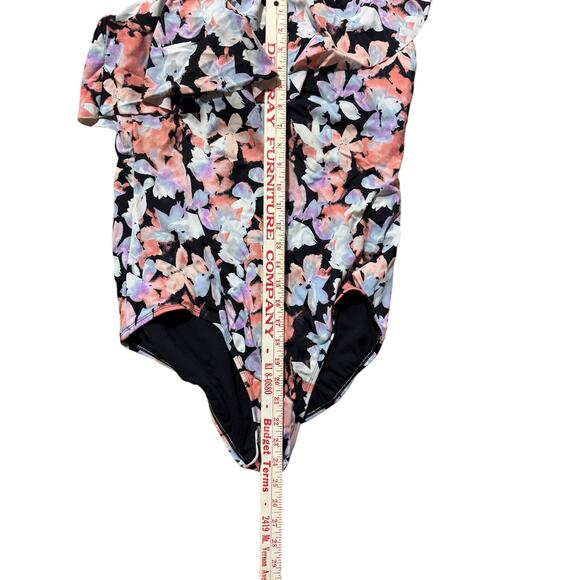 Time And Tru Bathing Suit 1X Multicolor Floral One Piece Women's Summer Beach - Picture 9 of 10